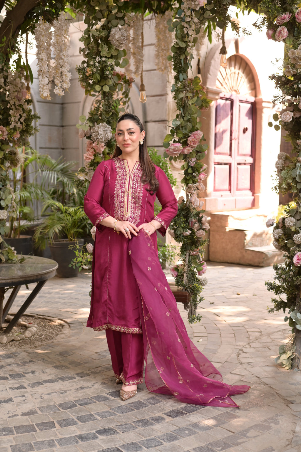 3 Piece - Premium Pure Sheesha Silk Embroidered Suit LFP1147