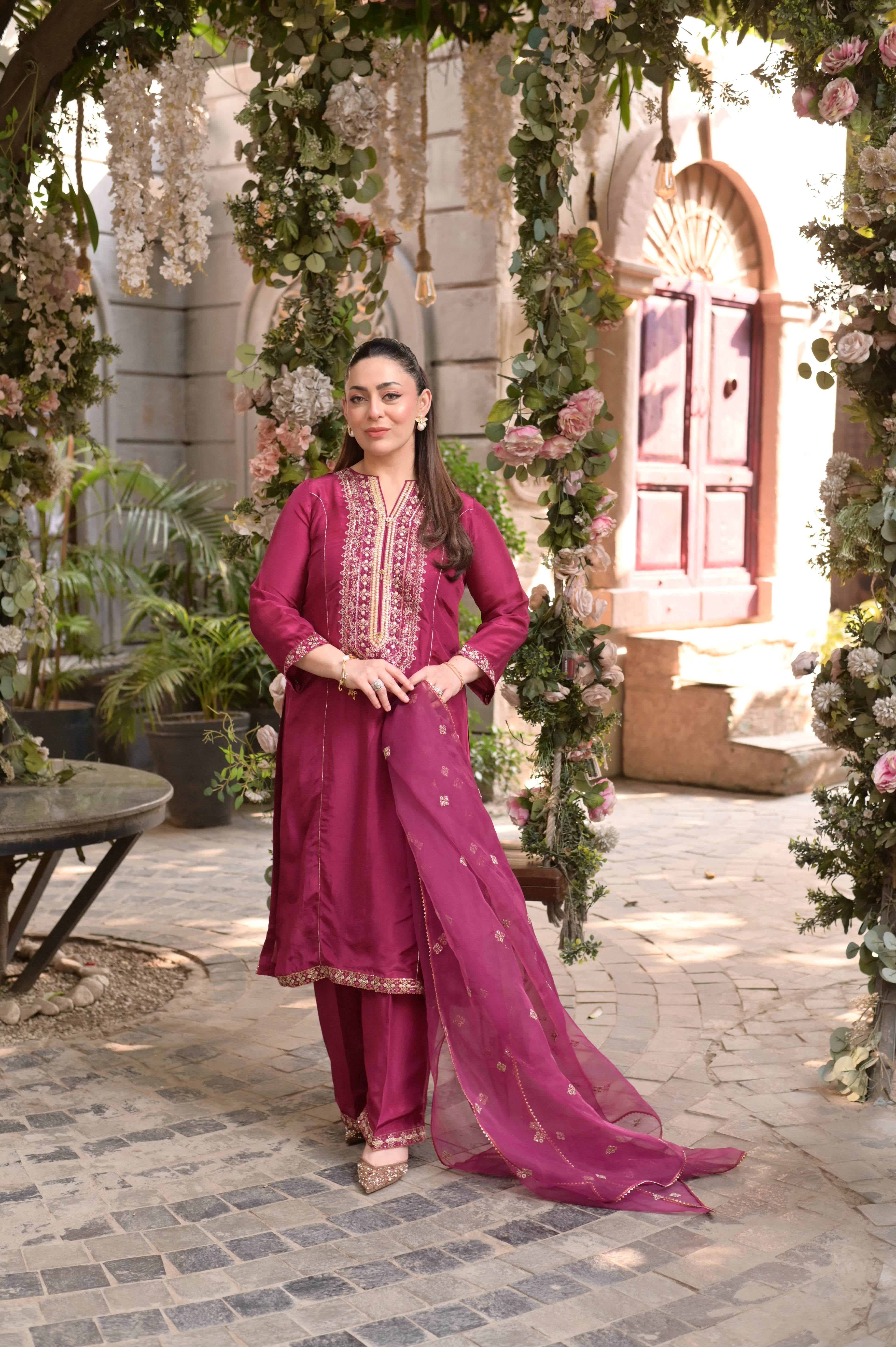 3 Piece - Premium Pure Sheesha Silk Embroidered Suit LFP1147