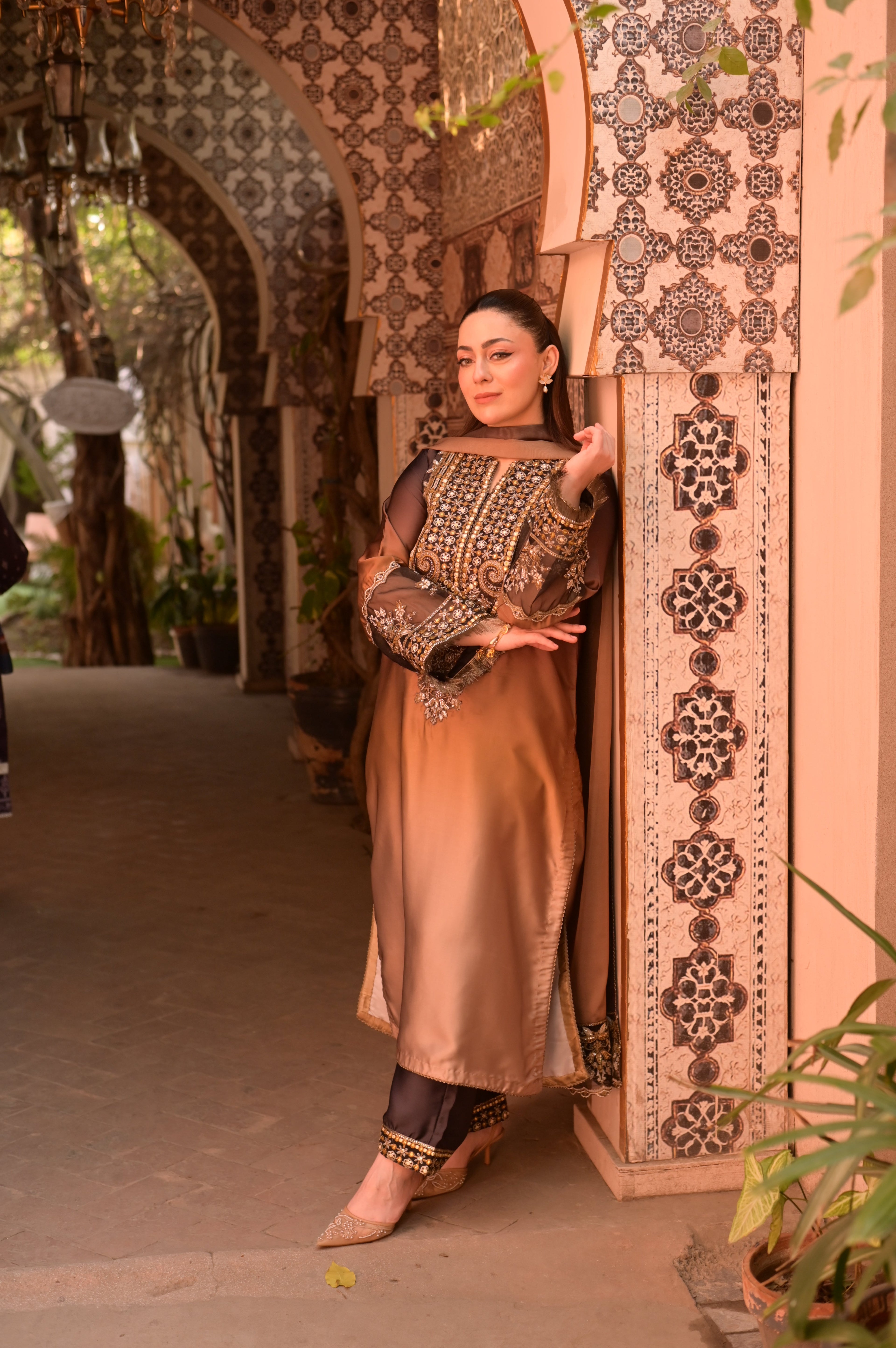 3 Piece - Embroidered Shamoz Silk Suit LFP1154