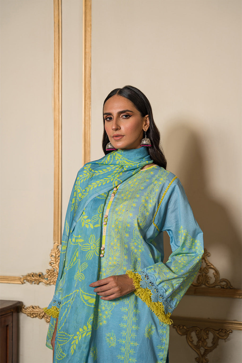 3 Piece - Digital Printed Cotton Cambric Suit U0754A