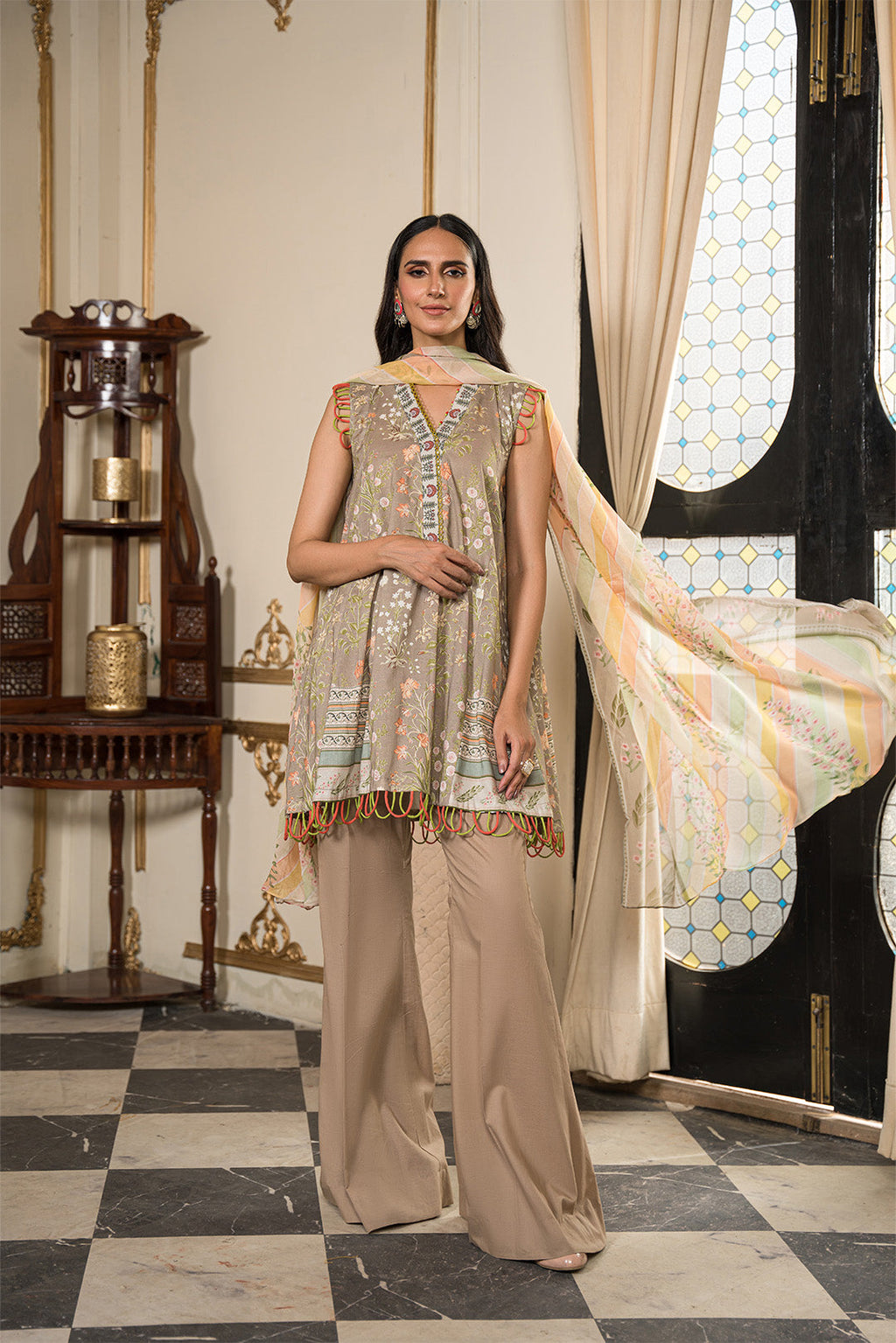 3 Piece - Digital Printed Cotton Cambric Suit U0839 (SO)