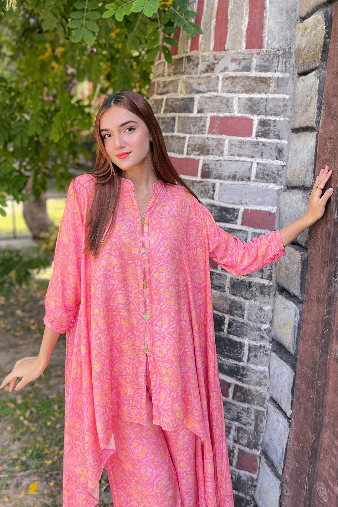 2 Piece - Digital Printed Viscose Slub Linen Suit U0841