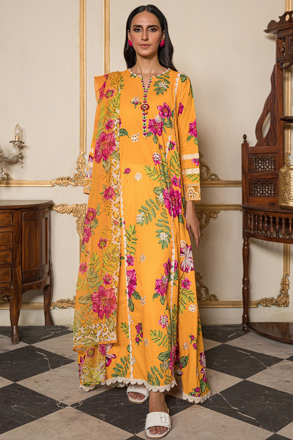 3 Piece - Digital Printed Cotton Cambric Suit U0850 (SO)