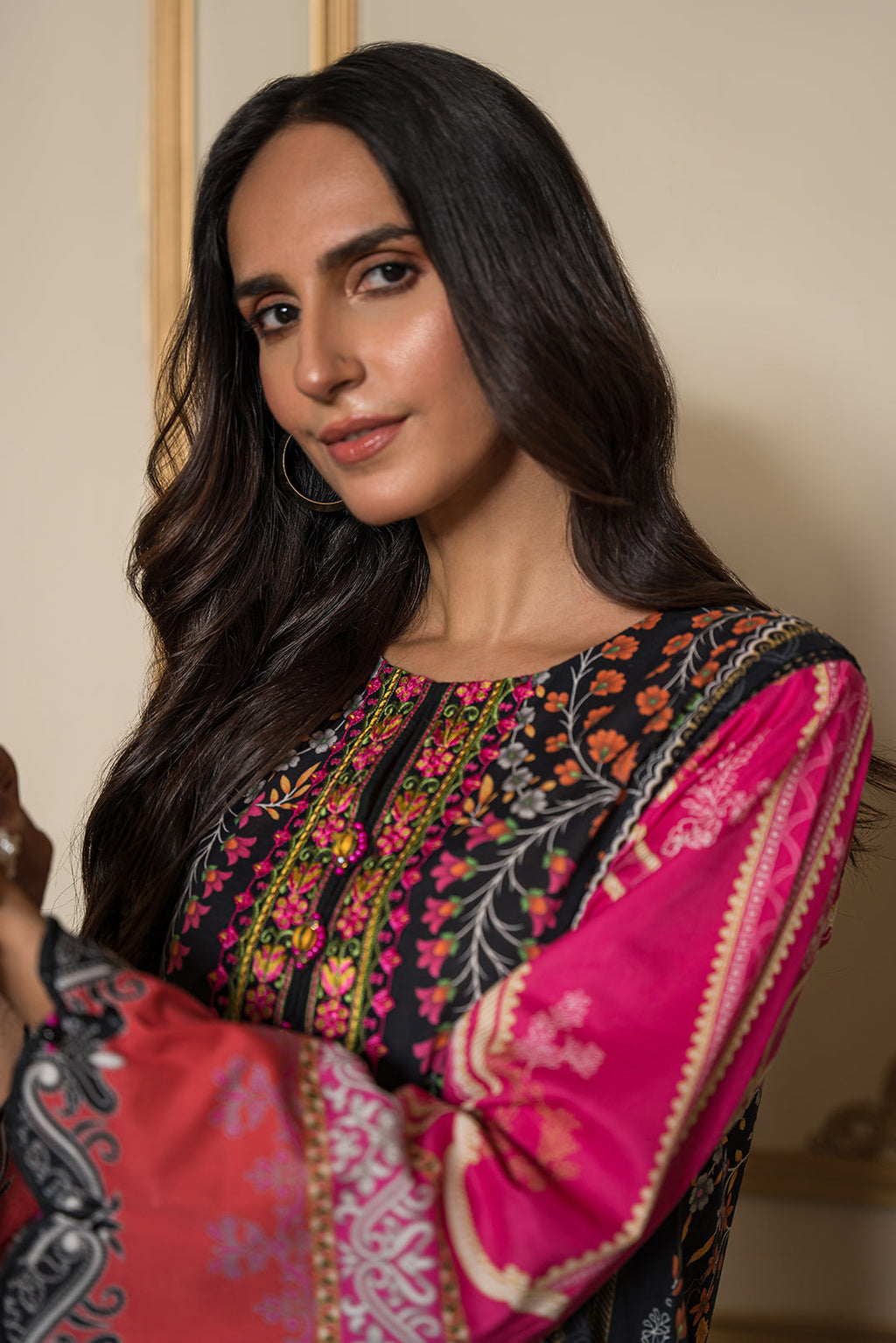 2 Piece - Embroidered Digital Printed Cotton Cambric Suit U0860
