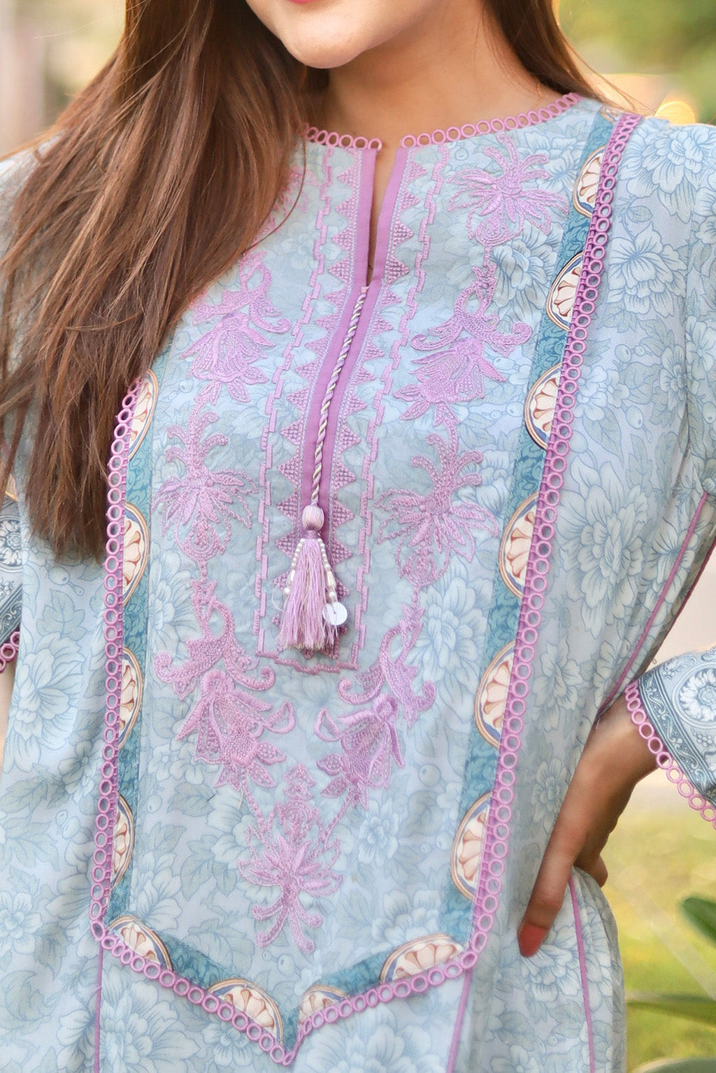 2 Piece - Digital Printed Linen Suit U0862