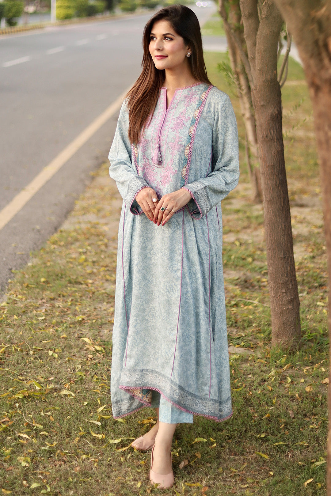 2 Piece - Digital Printed Linen Suit U0862