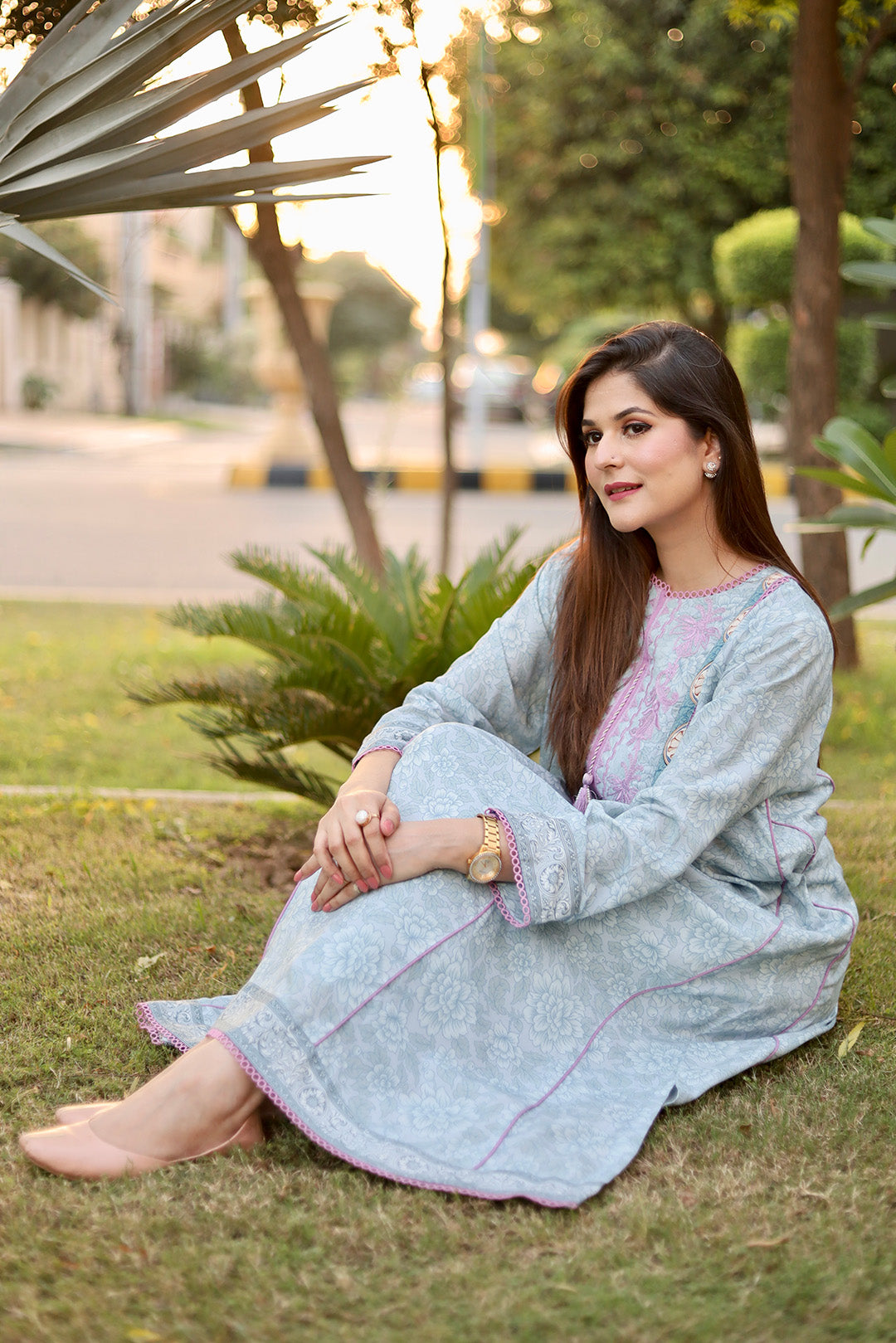 2 Piece - Digital Printed Linen Suit U0862