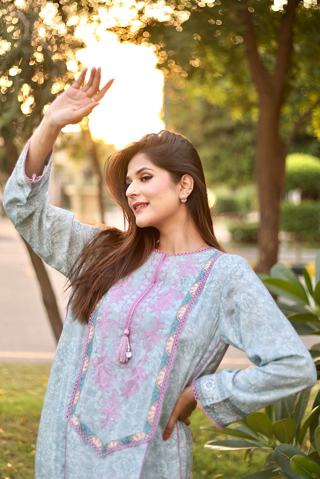 2 Piece - Digital Printed Linen Suit U0862
