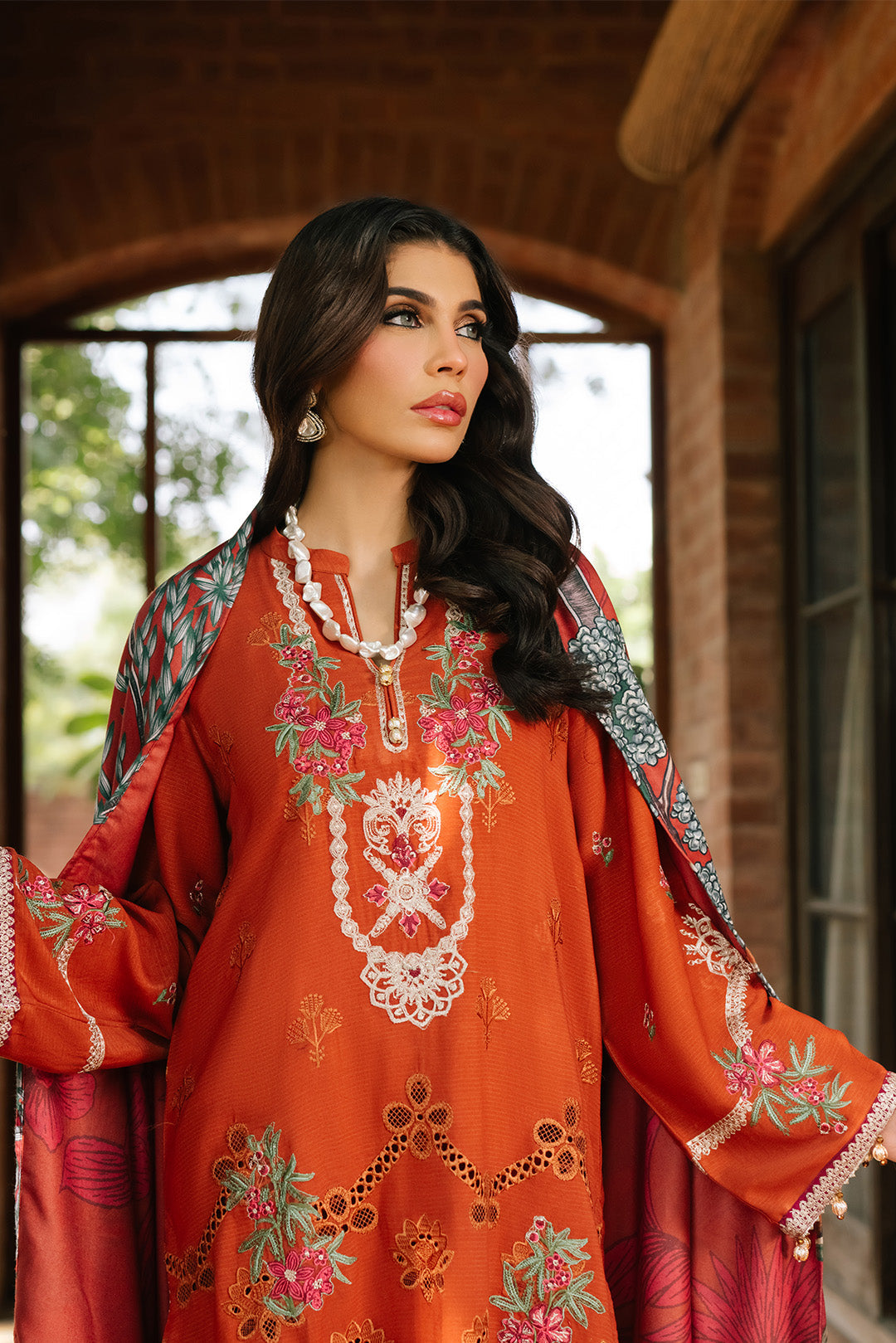 3 Piece -Schiffli Embroidered Khaddar Suit U0965 (SO)