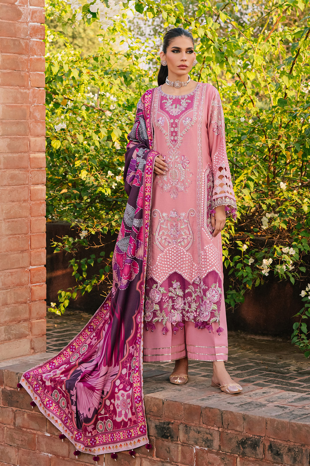 3 Piece -Embroidered Karandi Suit U0969