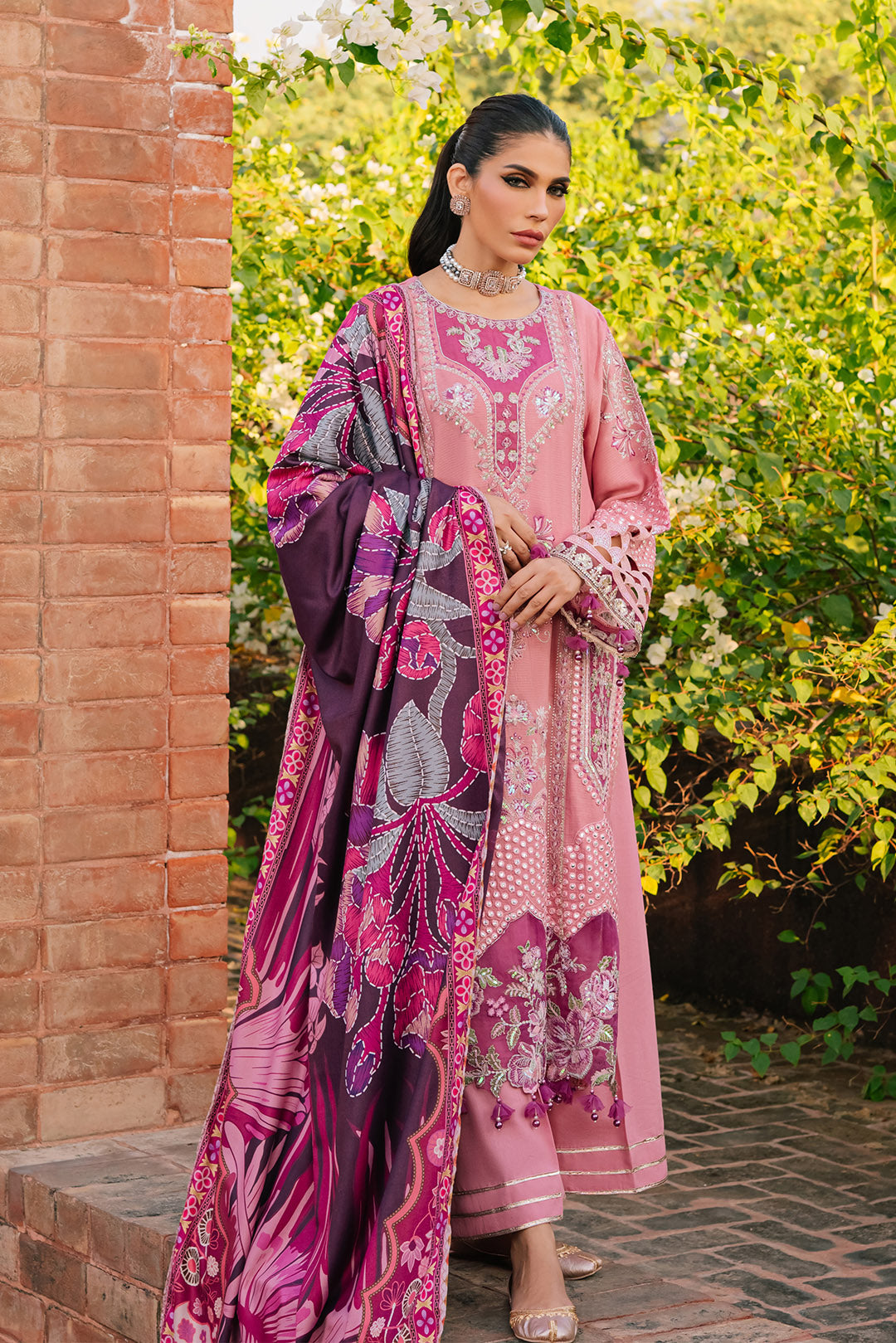 3 Piece -Embroidered Karandi Suit U0969