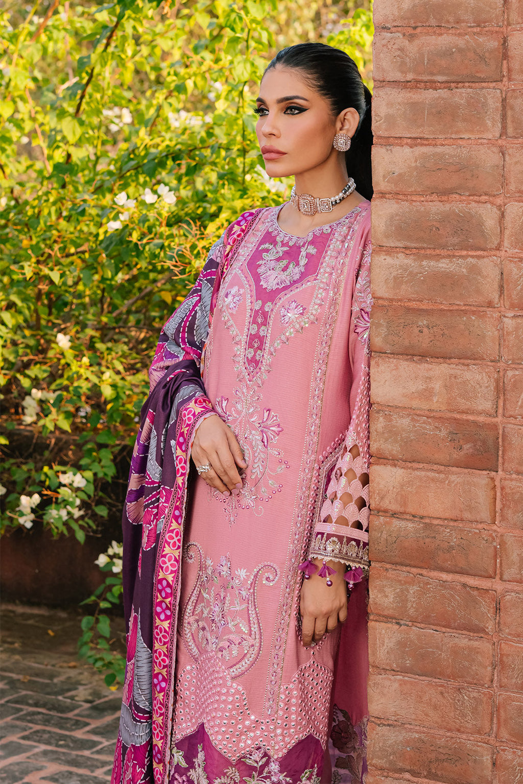 3 Piece -Embroidered Karandi Suit U0969