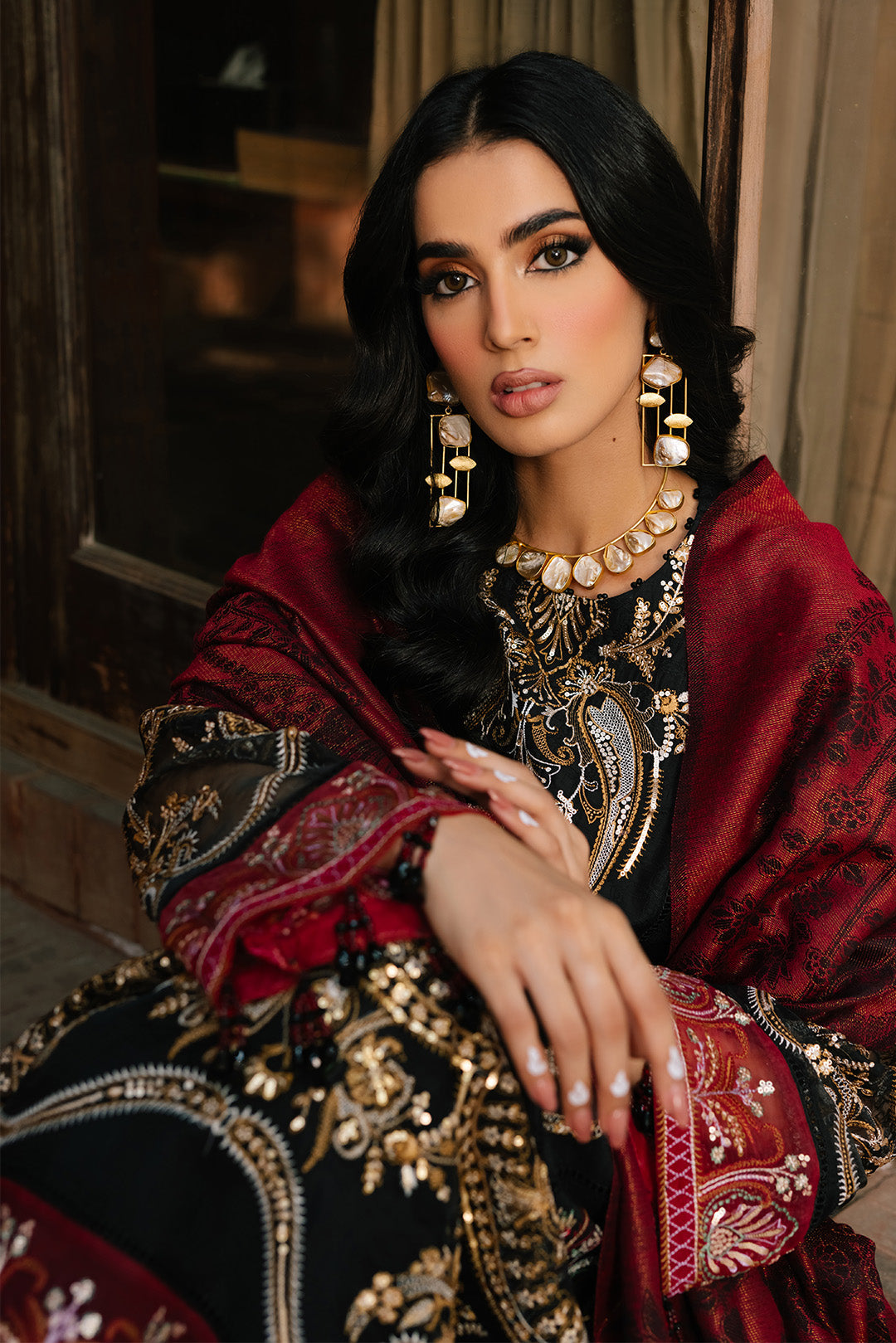 3 Piece -Embroidered Viscose Jacquard Suit U1013 