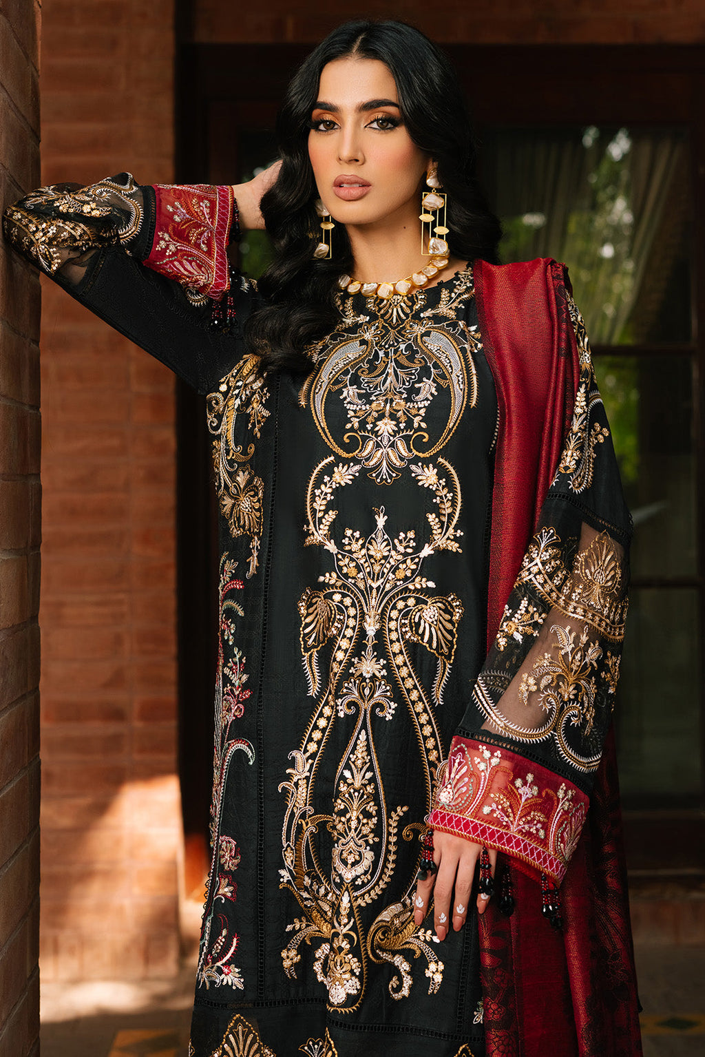 3 Piece -Embroidered Viscose Jacquard Suit U1013 