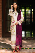 3 Piece -Embroidered Textured Linen Suit U1016