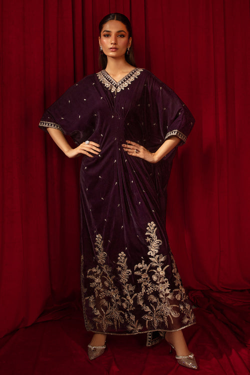 1 Piece - Embroidered Velvet Shirt V1006