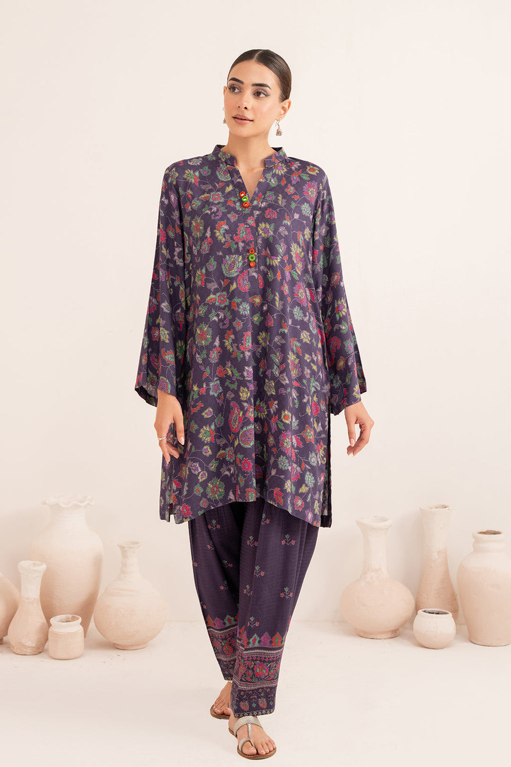 2 Piece - Digital Printed Linen Suit P001204