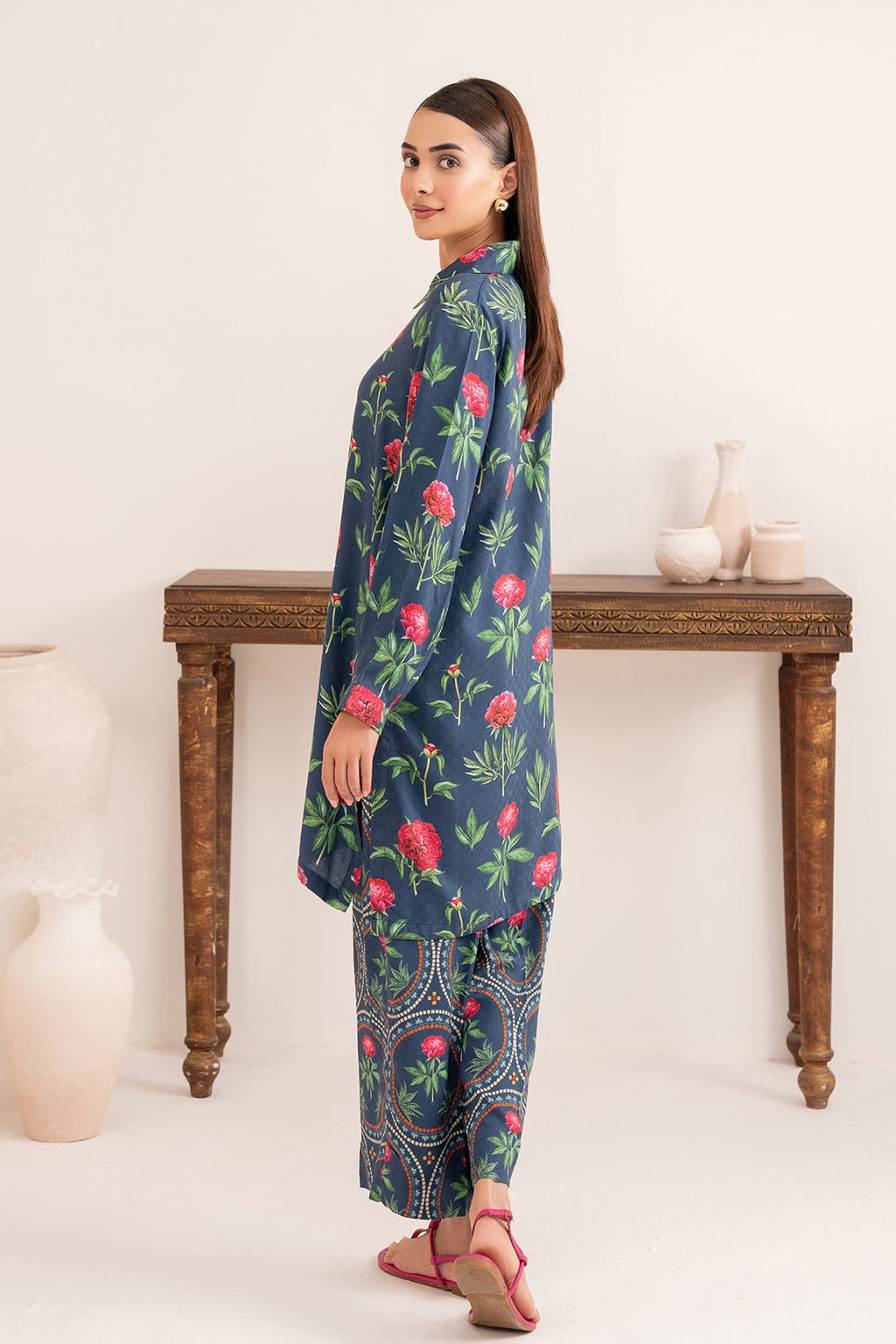 2 Piece - Digital Printed Linen Suit P001209